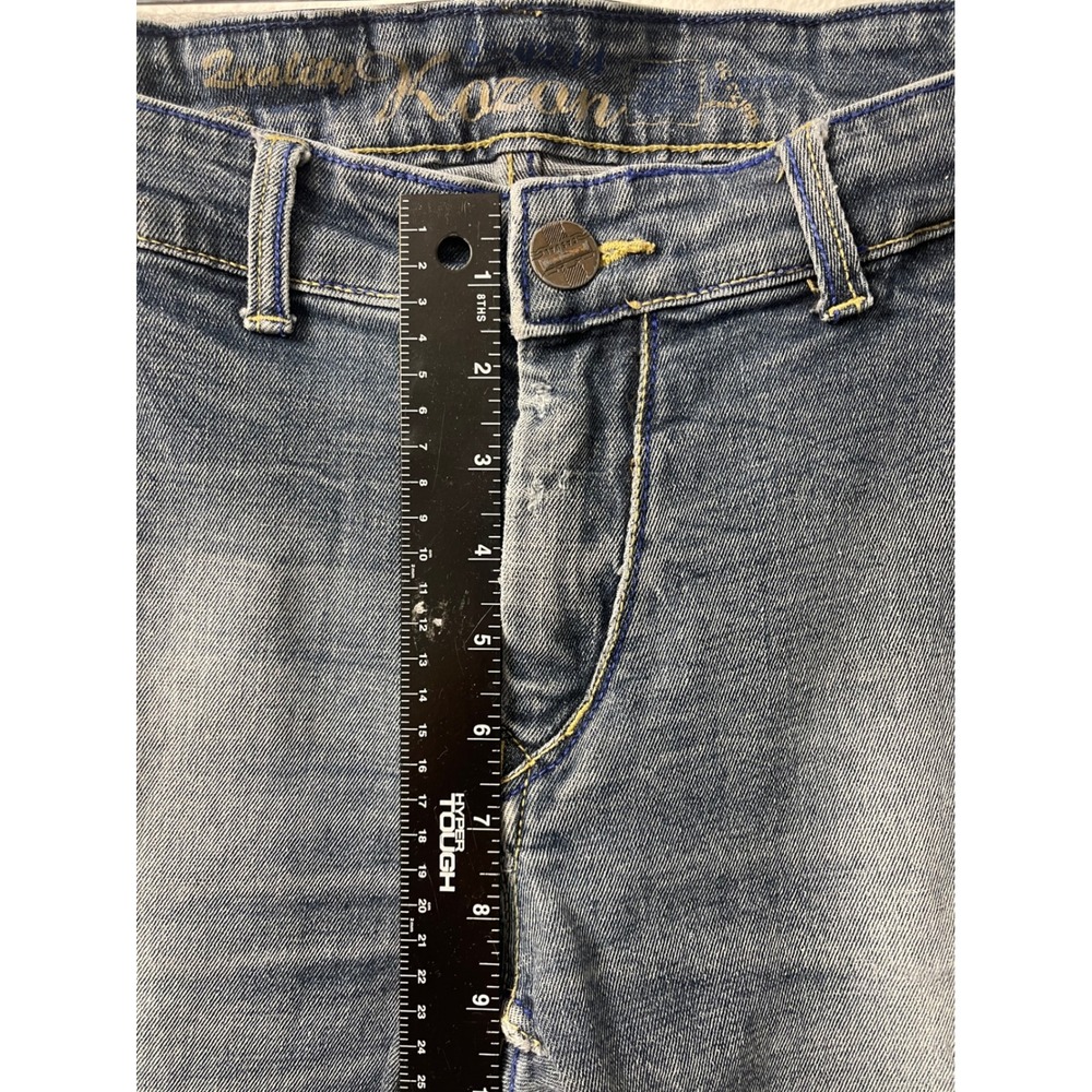 Kozan Medium Wash Straight Leg Jeans Distressed Streetwear Patches Blue 31x31 - Picture 9 of 16